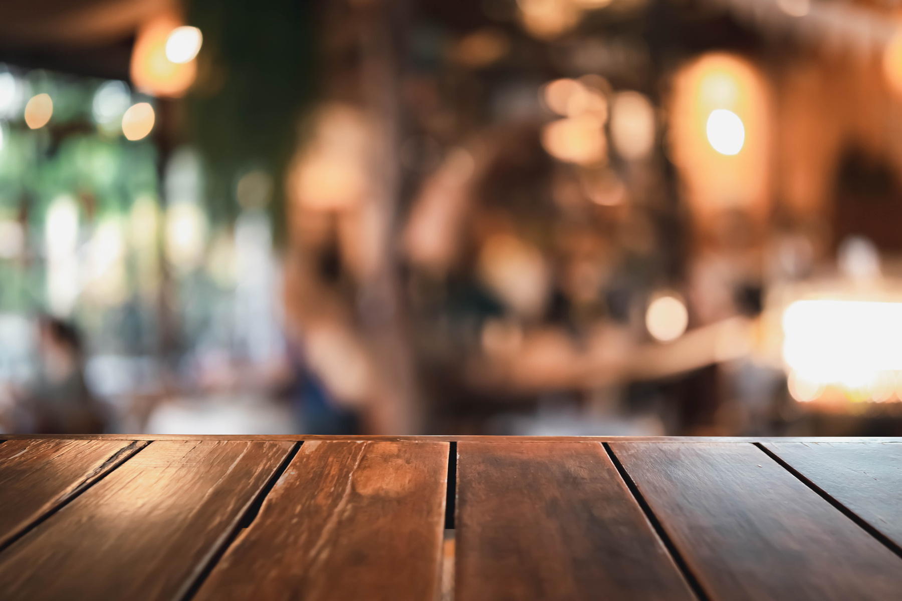 Wooden Table on a Restaurant