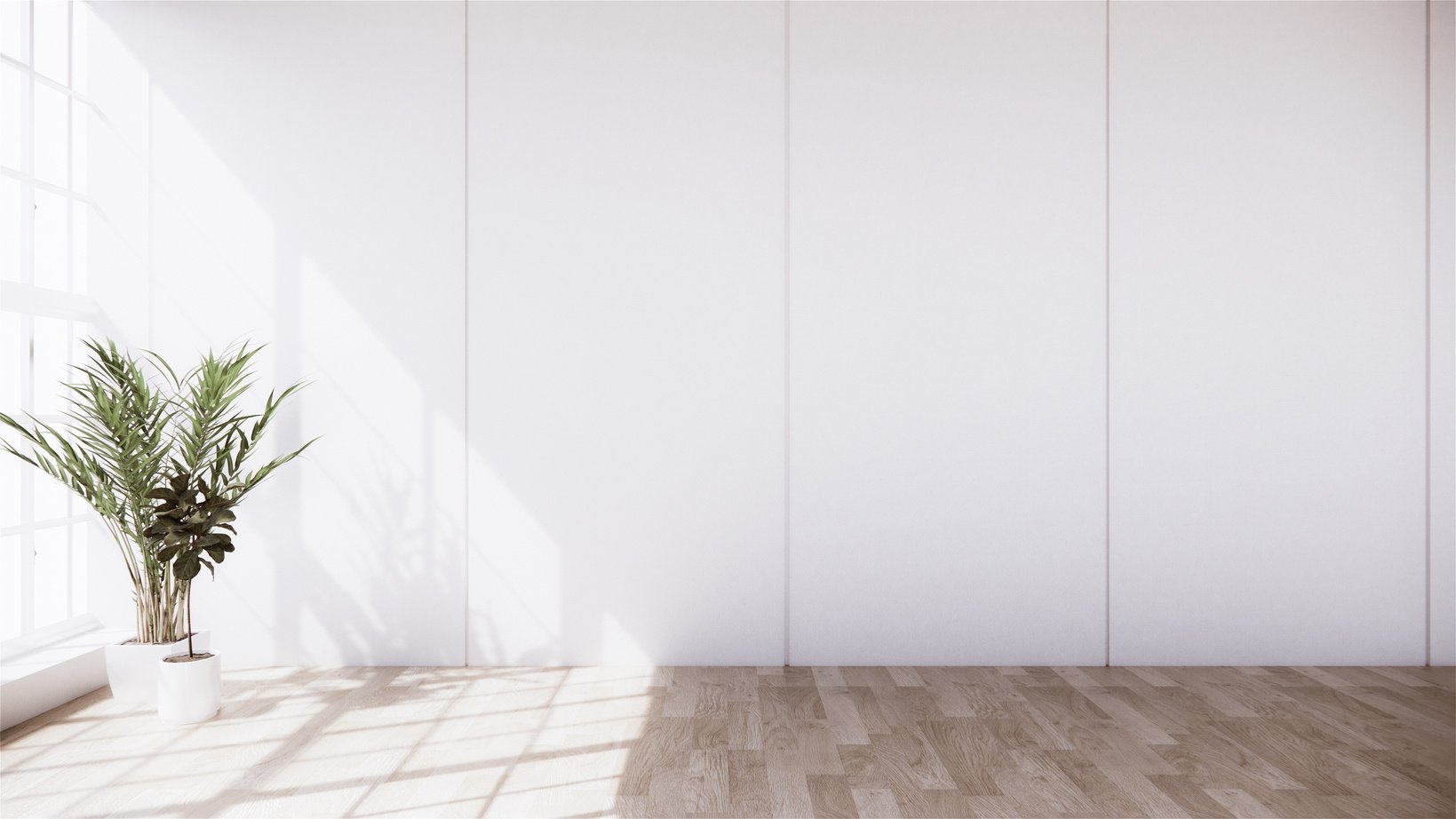 Empty Room Interior with Wooden Floor